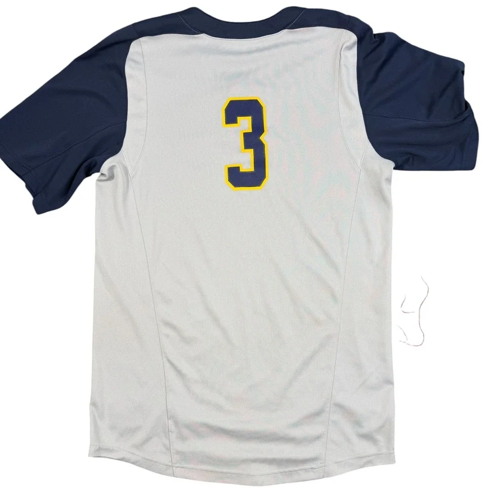 Nike Baseball Jersey Mens Medium Gray California Golden‎ Bears Dri-FIT Henley 3